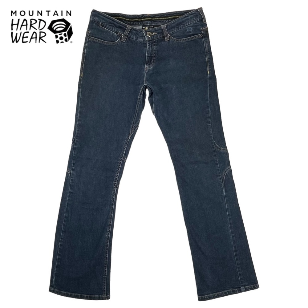 Mountain Hardwear Women 6 Reg Dark‎ Blue Denim Bootcut Jeans Zipper Fly